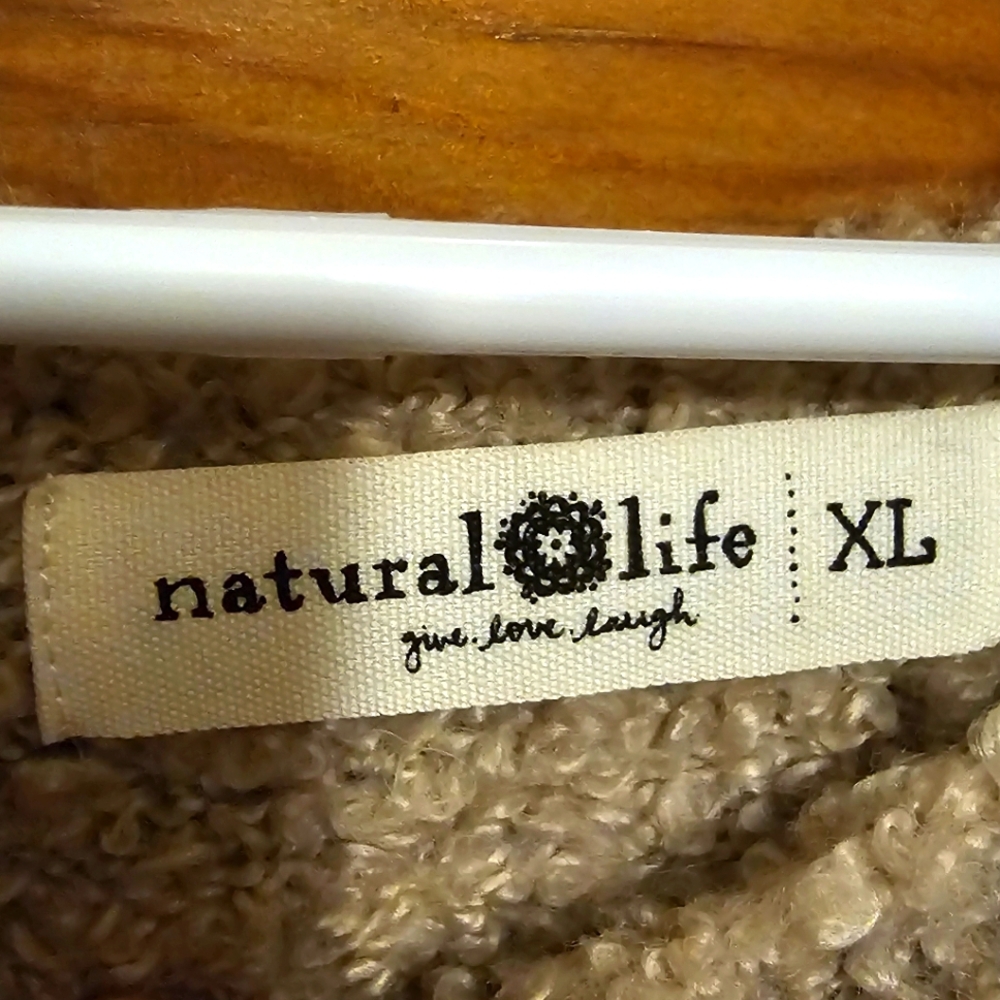 NATURAL LIFE Off-the-Shoulder Tan, Orange and Pink Sweater Boho Stretchy XL - Picture 2 of 3
